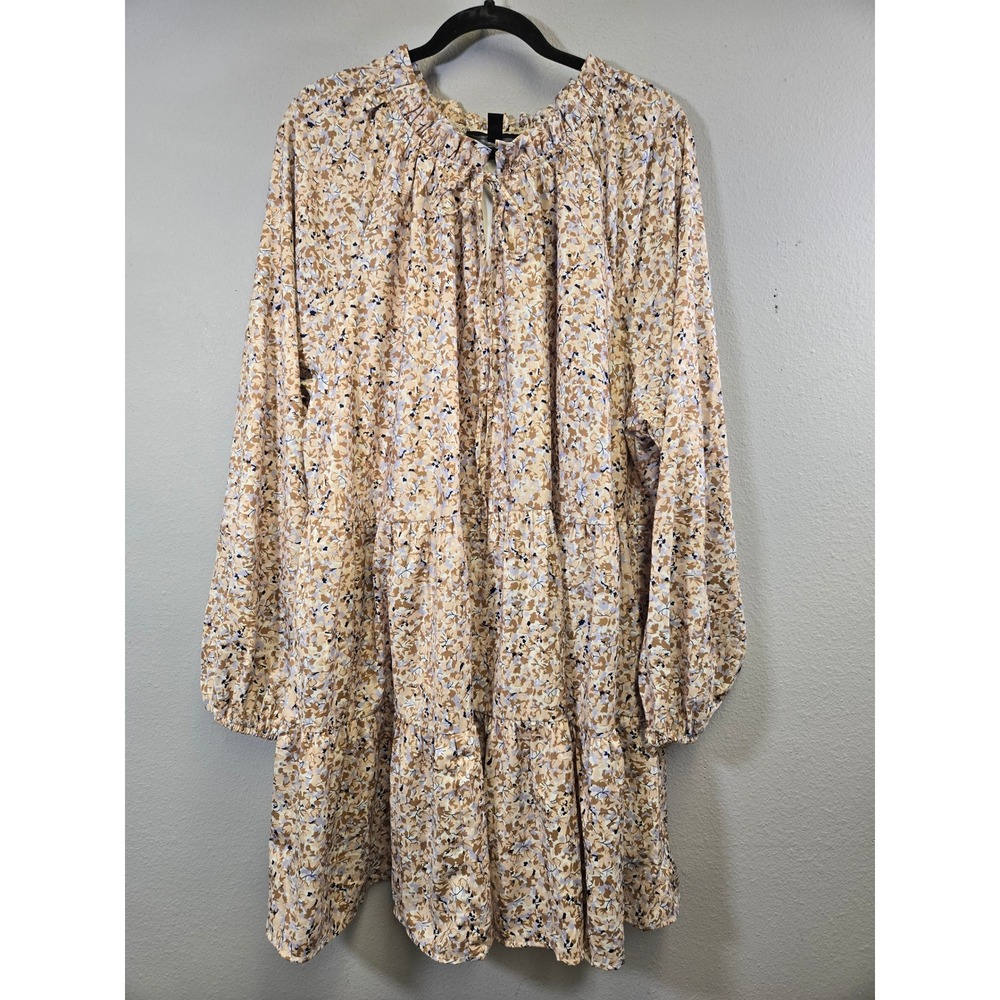 Ellos Floral Tiered Boho Cottagecore Long Sleeve Mini Dress 1X 22/24 - Picture 2 of 8
